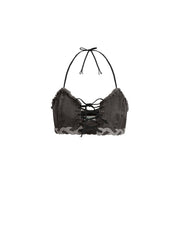 Denim Lace-Up Bra Top