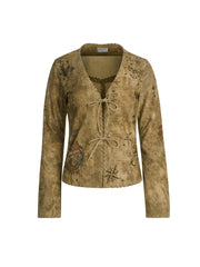 printed suede top