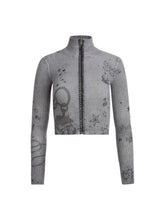 printed stitched sweater
