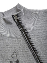 printed stitched sweater