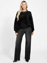 Arisa Rhinestone Neck Sweater