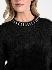 Arisa Rhinestone Neck Sweater