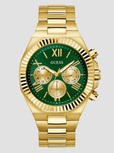 Gold-Tone and Green Multifunction Watch
