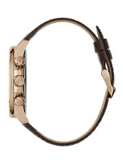 Rose Gold-Tone and Brown Leather Multifunction Watch
