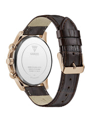 Rose Gold-Tone and Brown Leather Multifunction Watch