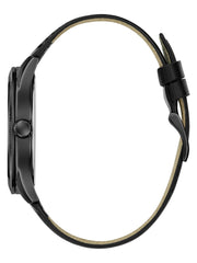 Black Leather Analog Watch