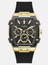 Gold-Tone and Black Silicone Multifunction Watch