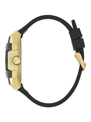 Gold-Tone and Black Silicone Multifunction Watch