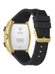 Gold-Tone and Black Silicone Multifunction Watch