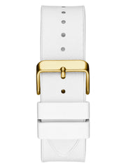 Gold-Tone and White Rectangular Multifunction Watch