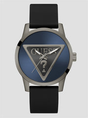 Gunmetal-Tone and Blue Analog Watch