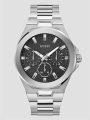 Silver-Tone and Black Multifunction Watch
