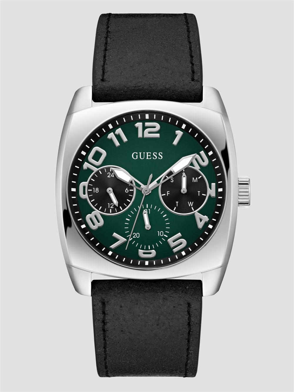 Silver-Tone and Green Multifunction Watch