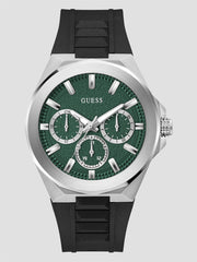 Silver-Tone and Green Multifunction Watch