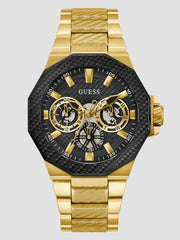 Gold-Tone and Black Textured Multifunction Watch