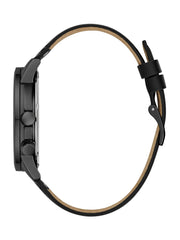 Black Leather Multifunction Watch