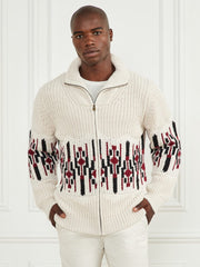 Jacquard High Neck Cardigan