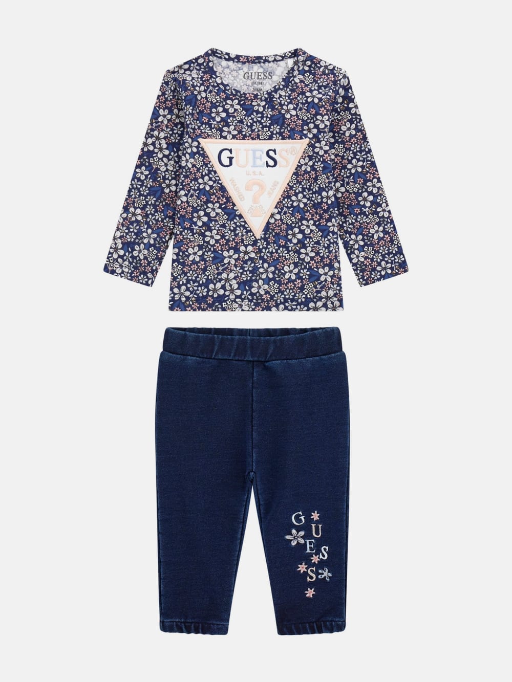 Floral Logo Tee and Knit Pants Set (0-24M)