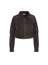 denim velvet zip-up jacket