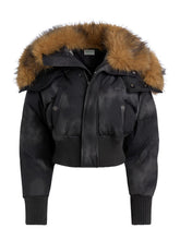 hooded faux-fur puffer jacket