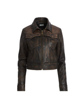 colorblock leather jacket