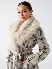 Charlize Sequin Plaid Wrap Coat