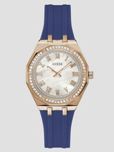 Rose Gold-Tone and Navy Silicone Analog Watch