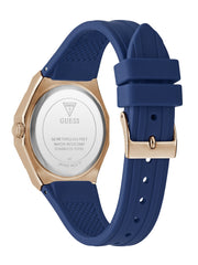 Rose Gold-Tone and Navy Silicone Analog Watch