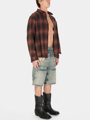 distressed flannel shirt