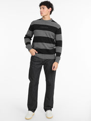 Striped Embroidered Logo Sweater