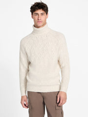 Eco Jemmy Turtleneck Mixed-Stitch Sweater