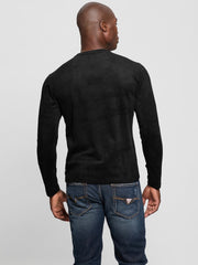 Garrett Knit Faux-Suede Crewneck