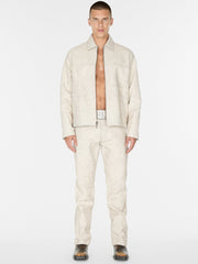 crackle leather zip jacket