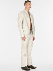 crackle leather zip jacket