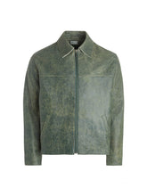 crackle leather zip jacket
