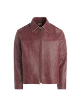 crackle leather zip jacket