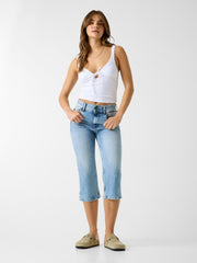 Rib-knit lace top