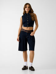 Denim cropped shirt