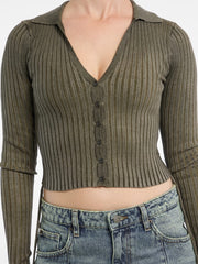 Eco GUESS Originals Shirred Tie Cardigan