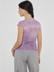 GUESS Originals Printed Stud and Denim Mesh Top