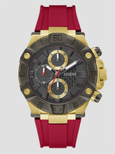Gold-Tone and Red Silicon Multifunction Watch