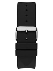 Black and Silver-Tone Silicone Analog Watch