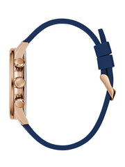 Rose Gold-Tone and Blue Silicone Chronograph Watch