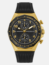 Gold-Tone and Black Silicone Chronograph Watch