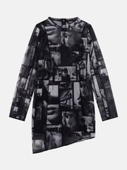 Printed Mesh Dress (7-16)