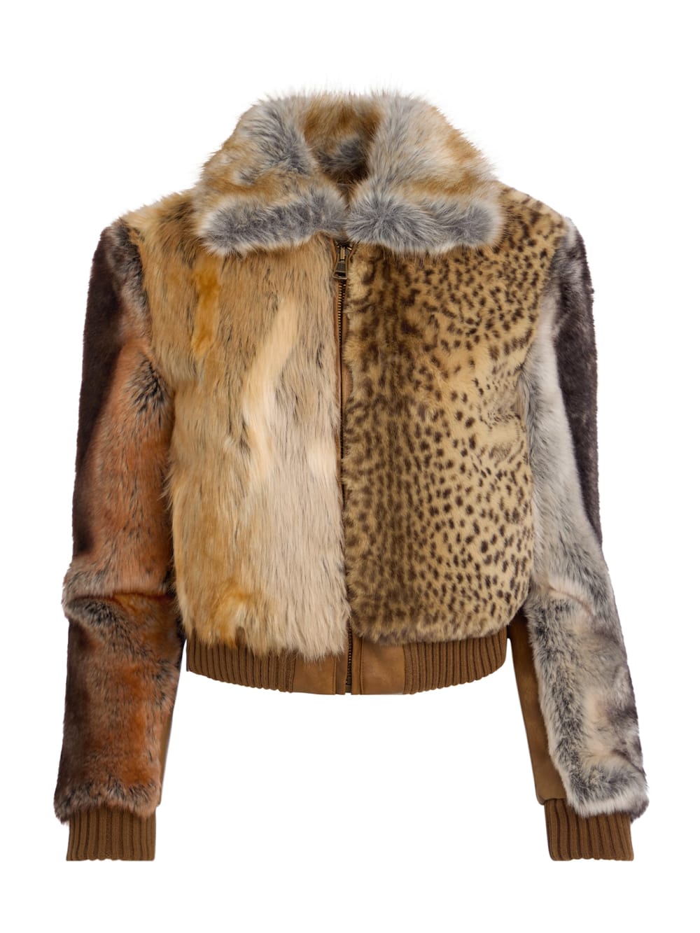 faux-fur patchwork jacket