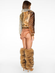 faux-fur patchwork jacket