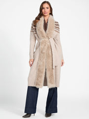 Akilah Faux Fur-Trim Longline Cardigan