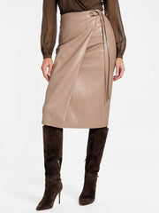 Gladys Faux-Leather Wrap Skirt
