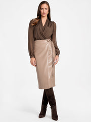 Gladys Faux-Leather Wrap Skirt